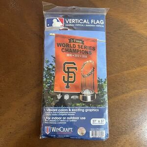 NEW WinCraft SF Giants Orange Three Time World Series Champions Vertical Flag
